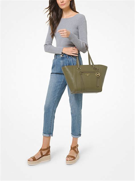 michael kors carine large pebbled leather tote bag|Michael Kors neverfull tote.